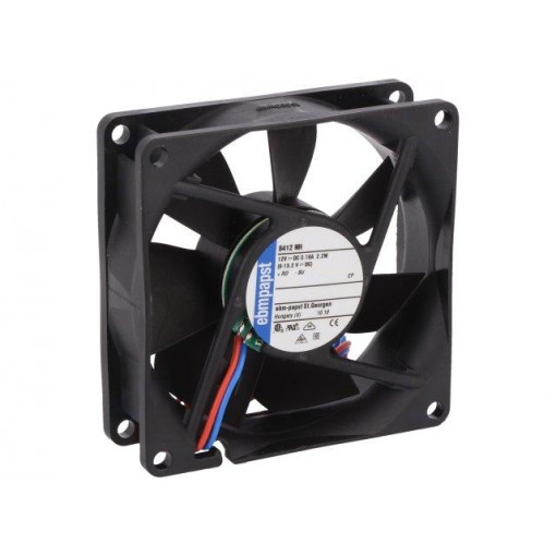 8412 NH; Fan: DC; axial; 80x80x25mm; 79m3/h; 37dBA; ball bearing; 3600rpm; EBM-PAPST