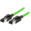 09457710025; Patch cord; SF/UTP; 5; solid; Cu; PVC; green; 3m; 22AWG; Cores: 4; HARTING