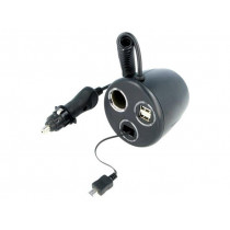 ; Cigarette lighter splitter; 10A; Sup.volt: 7÷12VDC; black; 1m; SCI