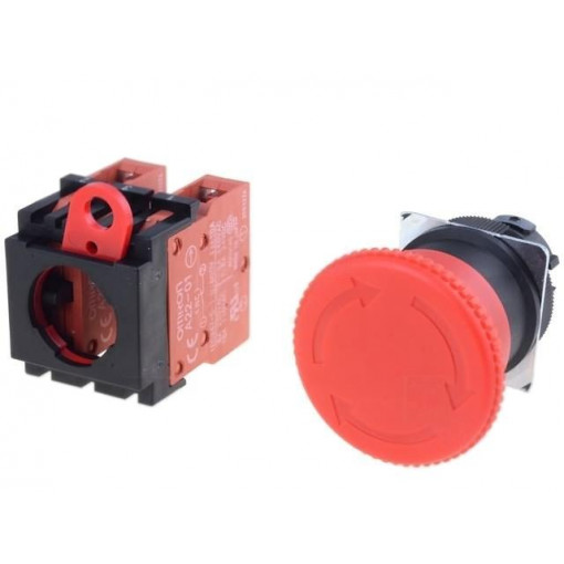 A22E-M-02; Switch: emergency stop; Stabl.pos: 1; NC x2; 3A/230VAC; 22mm; red; OMRON A22E-M-02; Switch: emergency stop; Stabl.pos: 1; NC x2; 3A/230VAC; 22mm; red; OMRON