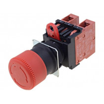 A22E-S-02; Switch: emergency stop; Stabl.pos: 1; NC x2; 3A/230VAC; 22mm; red; OMRON