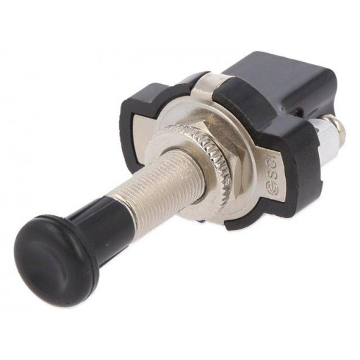 A3-5BA-06; Switch: push-pull; Pos: 2; 10A/12VDC; black; Illumin: none; on panel; SCI A3-5BA-06; Switch: push-pull; Pos: 2; 10A/12VDC; black; Illumin: none; on panel; SCI