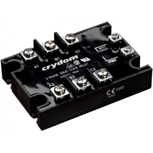 A53TP50D; Relay: solid state; Ucntrl: 90÷280VAC; 50A; 48÷530VAC; 3-phase; CRYDOM A53TP50D; Relay: solid state; Ucntrl: 90÷280VAC; 50A; 48÷530VAC; 3-phase; CRYDOM