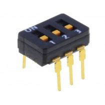 A6D-3100; Switch: DIP-SWITCH; Poles number: 3; ON-OFF; 0.03A/30VDC; Pos: 2; OMRON OCB A6D-3100; Switch: DIP-SWITCH; Poles number: 3; ON-OFF; 0.03A/30VDC; Pos: 2; OMRON OCB