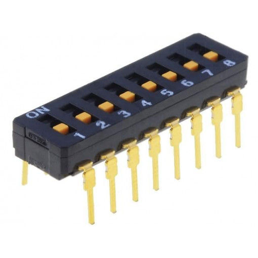 A6D-8100; Switch: DIP-SWITCH; Poles number: 8; ON-OFF; 0.03A/30VDC; Pos: 2; OMRON OCB A6D-8100; Switch: DIP-SWITCH; Poles number: 8; ON-OFF; 0.03A/30VDC; Pos: 2; OMRON OCB