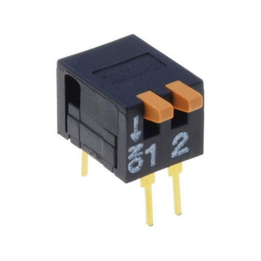 A6DR-2100; Switch: DIP-SWITCH; Poles number: 2; ON-OFF; 0.03A/30VDC; Pos: 2; OMRON OCB A6DR-2100; Switch: DIP-SWITCH; Poles number: 2; ON-OFF; 0.03A/30VDC; Pos: 2; OMRON OCB