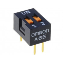 A6E-2101-N; Switch: DIP-SWITCH; Poles number: 2; ON-OFF; 0.025A/24VDC; Pos: 2; OMRON OCB