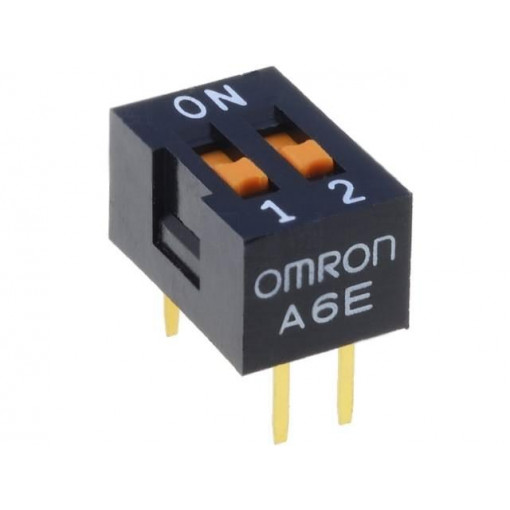 A6E-2101-N; Switch: DIP-SWITCH; Poles number: 2; ON-OFF; 0.025A/24VDC; Pos: 2; OMRON OCB