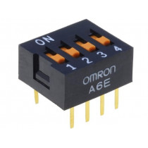 A6E-4101-N; Switch: DIP-SWITCH; Poles number: 4; ON-OFF; 0.025A/24VDC; Pos: 2; OMRON OCB