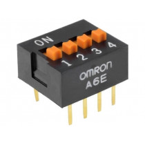 A6E-4104-N; Switch: DIP-SWITCH; Poles number: 4; ON-OFF; 0.025A/24VDC; Pos: 2; OMRON OCB