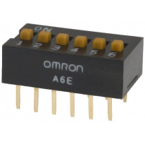 A6E-6104-N; Switch: DIP-SWITCH; Poles number: 6; ON-OFF; 0.025A/24VDC; Pos: 2; OMRON OCB