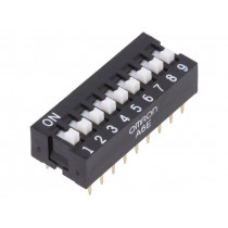 A6E-9104-N; Switch: DIP-SWITCH; Poles number: 9; ON-OFF; 0.025A/24VDC; Pos: 2; OMRON OCB