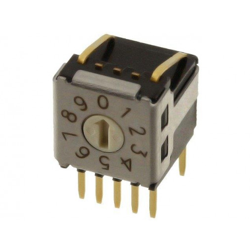 A6KV-104RF; Encoding switch; DEC/BCD; Pos: 10; THT; Rcont max: 100mΩ; 1.96Ncm; OMRON OCB A6KV-104RF; Encoding switch; DEC/BCD; Pos: 10; THT; Rcont max: 100mΩ; 1.96Ncm; OMRON OCB