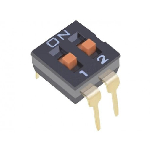 A6S-2104-H; Switch: DIP-SWITCH; Poles number: 2; ON-OFF; 0.025A/24VDC; Pos: 2; OMRON OCB