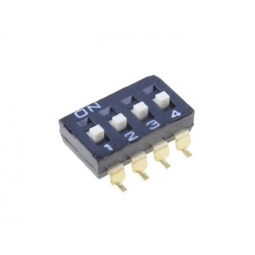 A6S-4104-H; Switch: DIP-SWITCH; Poles number: 4; ON-OFF; 0.025A/24VDC; Pos: 2; OMRON OCB