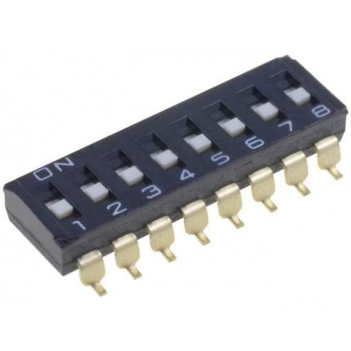 A6S-8101-H; Switch: DIP-SWITCH; Poles number: 8; ON-OFF; 0.025A/24VDC; Pos: 2; OMRON OCB