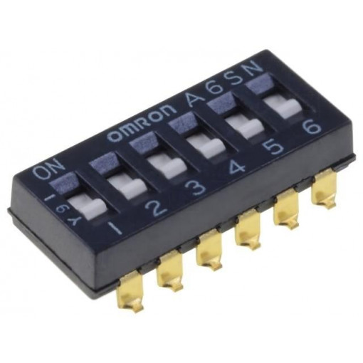 A6SN-6101; Switch: DIP-SWITCH; Poles number: 6; ON-OFF; 0.025A/24VDC; Pos: 2; OMRON OCB