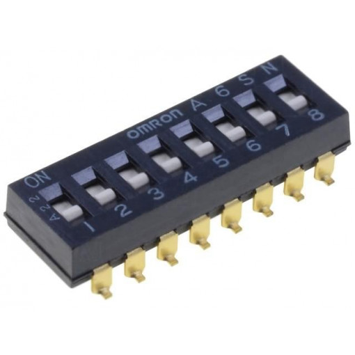 A6SN-8101; Switch: DIP-SWITCH; Poles number: 8; ON-OFF; 0.025A/24VDC; Pos: 2; OMRON OCB