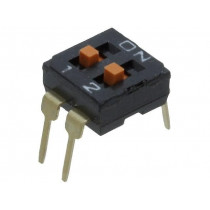 A6T-2104; Switch: DIP-SWITCH; Poles number: 2; ON-OFF; 0.025A/24VDC; Pos: 2; OMRON OCB