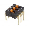 A6T-3104; Switch: DIP-SWITCH; Poles number: 3; ON-OFF; 0.025A/24VDC; Pos: 2; OMRON OCB