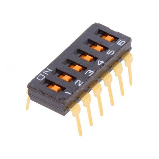 A6T-6101; Switch: DIP-SWITCH; Poles number: 6; ON-OFF; 0.025A/24VDC; Pos: 2; OMRON OCB