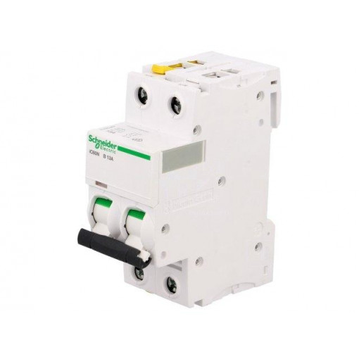 A9F03213; Circuit breaker; 400VAC; Inom: 13A; Poles: 2; DIN; Charact: B; 6kA; SCHNEIDER ELECTRIC