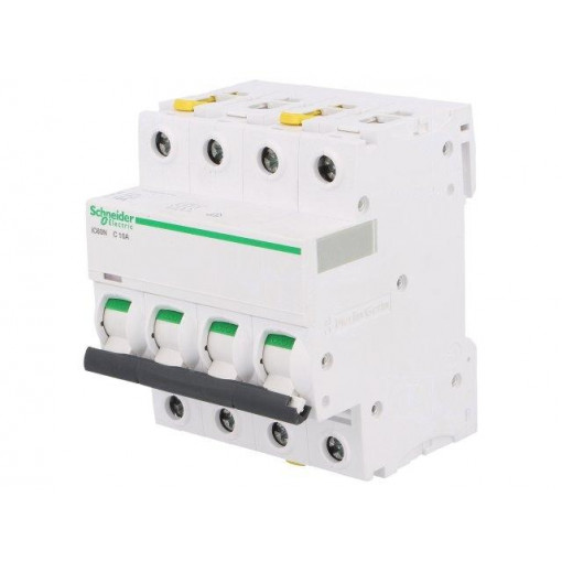 A9F04410; Circuit breaker; 400VAC; Inom: 10A; Poles: 4; DIN; Charact: C; 6kA; SCHNEIDER ELECTRIC