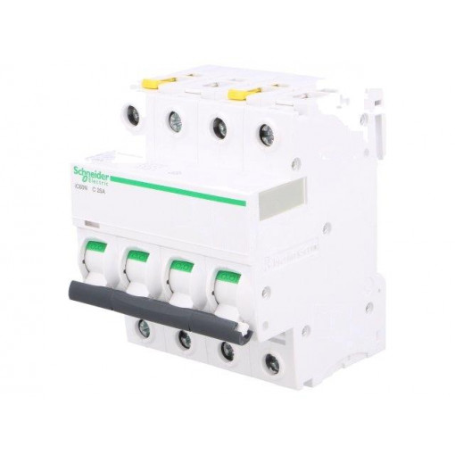 A9F04425; Circuit breaker; 400VAC; Inom: 25A; Poles: 4; DIN; Charact: C; 6kA; SCHNEIDER ELECTRIC
