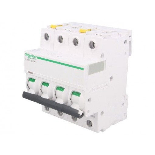 A9F04463; Circuit breaker; 400VAC; Inom: 63A; Poles: 4; DIN; Charact: C; 6kA; SCHNEIDER ELECTRIC