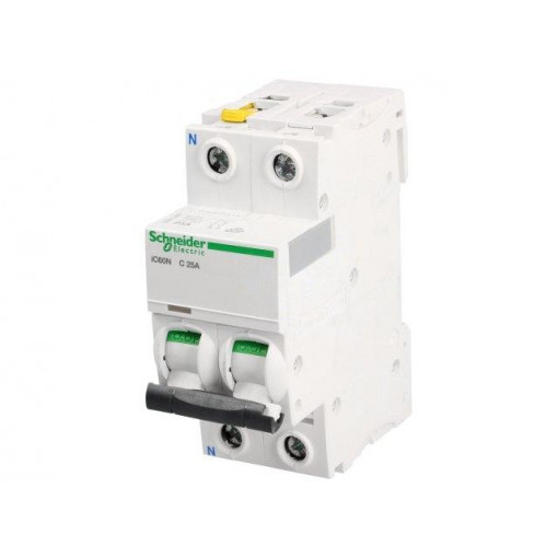 A9F04625; Circuit breaker; 400VAC; Inom: 25A; Poles: 1+N; DIN; Charact: C; 6kA; SCHNEIDER ELECTRIC