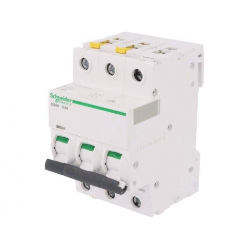 A9F05306; Circuit breaker; 400VAC; Inom: 6A; Poles: 3; DIN; Charact: D; 6kA; SCHNEIDER ELECTRIC