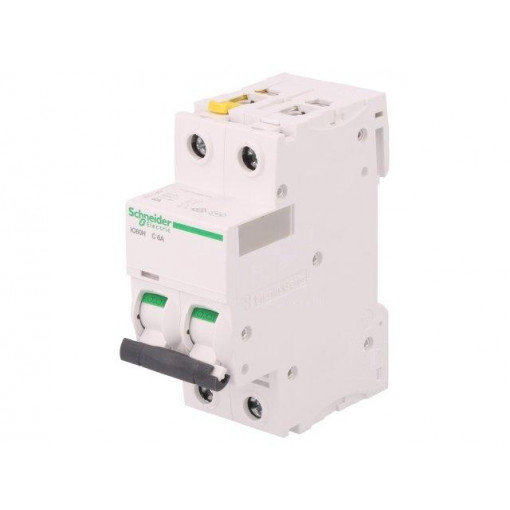 A9F07206; Circuit breaker; 400VAC; Inom: 6A; Poles: 2; DIN; Charact: C; 10kA; SCHNEIDER ELECTRIC