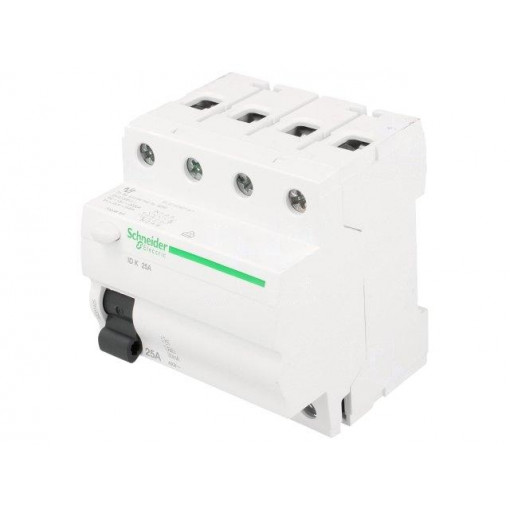 A9Z01425; RCD breaker; Inom: 25A; Ires: 30mA; Poles: 4; 400V; Mounting: DIN; SCHNEIDER ELECTRIC