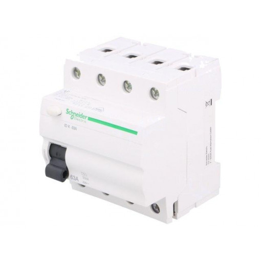 A9Z05463; RCD breaker; Inom: 63A; Ires: 30mA; Poles: 4; 400V; Mounting: DIN; SCHNEIDER ELECTRIC