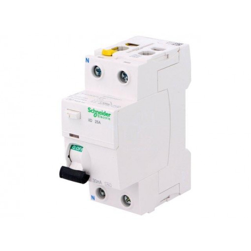 A9Z11225; RCD breaker; Inom: 25A; Ires: 30mA; Poles: 2; 400V; Mounting: DIN; SCHNEIDER ELECTRIC