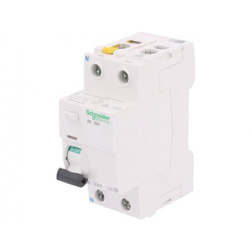 A9Z21225; RCD breaker; Inom: 25A; Ires: 30mA; Poles: 2; 400V; Mounting: DIN; SCHNEIDER ELECTRIC