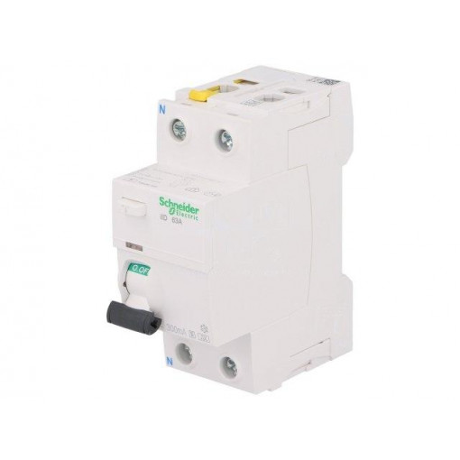 A9Z25263; RCD breaker; Inom: 63A; Ires: 300mA; Poles: 2; 400V; Mounting: DIN; SCHNEIDER ELECTRIC