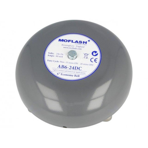 AB6-24DC; Signaller: sound; bell; 24VDC; 100dB; Series: AB6; IP44; Ø150x64mm; MOFLASH SIGNALLING LTD