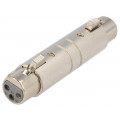 AC3F3FW; Coupler; XLR female,both sides; PIN: 3; silver; straight; AMPHENOL