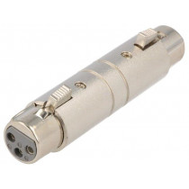 AC3F3FW; Coupler; XLR female,both sides; PIN: 3; silver; straight; AMPHENOL