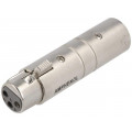 AC3F3MW; Coupler; XLR female,XLR male; PIN: 3; silver; straight; AMPHENOL