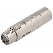 AC3F3MW; Coupler; XLR female,XLR male; PIN: 3; silver; straight; AMPHENOL