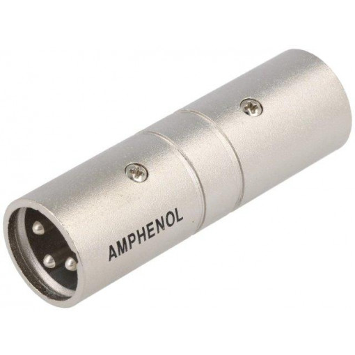 AC3M3MW; Coupler; XLR male,both sides; PIN: 3; silver; straight; AMPHENOL