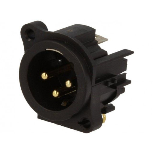 AC3MAH-AU-PRE; Socket; XLR; male; PIN: 3; angled 90°; screw; THT; gold-plated; 133V; AMPHENOL AC3MAH-AU-PRE; Socket; XLR; male; PIN: 3; angled 90°; screw; THT; gold-plated; 133V; AMPHENOL
