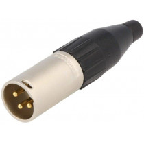 AC3MMJ-AU; Plug; XLR; male; PIN: 3; straight; for cable; soldering; gold-plated; AMPHENOL