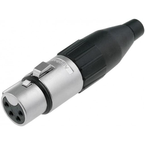 AC4F; Plug; XLR; female; PIN: 4; straight; for cable; soldering; tinned; AMPHENOL