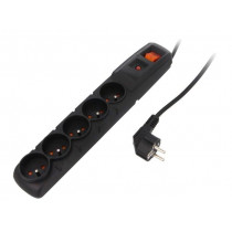 ACAR F5 3.0M BLACK; Plug socket strip: protective; Sockets: 5; 230VAC; 10A; 500g; HSK DATA
