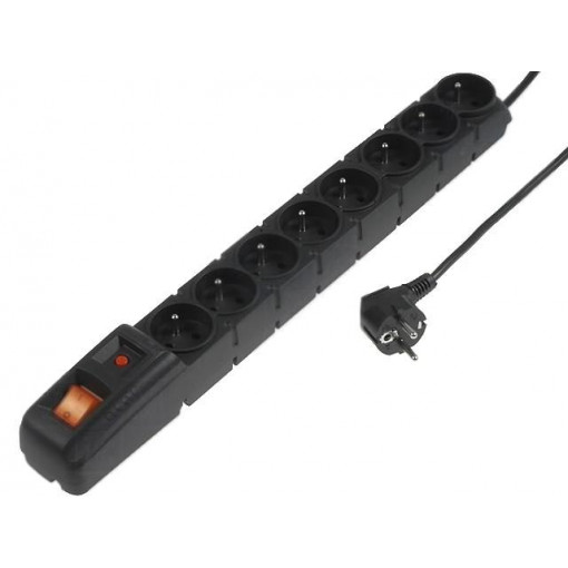 ACAR S8 3.0M BLACK; Plug socket strip: protective; Sockets: 8; 230VAC; 10A; 480g; HSK DATA