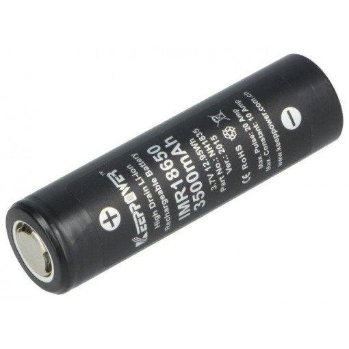 KP IMR18650 3500MAH LI-ION 3,7V 20A; Re-battery: Li-Ion; MR18650; 3.7V; 3500mAh; Ø18.5x66.5mm; 10A; KEEPPOWER KP IMR18650 3500MAH LI-ION 3,7V 20A; Re-battery: Li-Ion; MR18650; 3.7V; 3500mAh; Ø18.5x66.5mm; 10A; KEEPPOWER