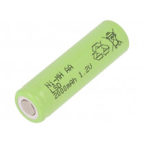 AA2000E SOLDERING LUGS; Re-battery: Ni-MH; AA; 1.2V; 2000mAh; soldering lugs; Ø14.5x49.5mm; JJJ